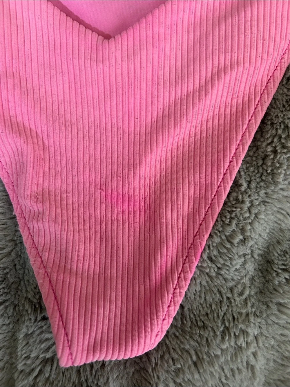 Frankie's Bikinis Pink Ribbed Triangle Top & V-V High Cut Bottom